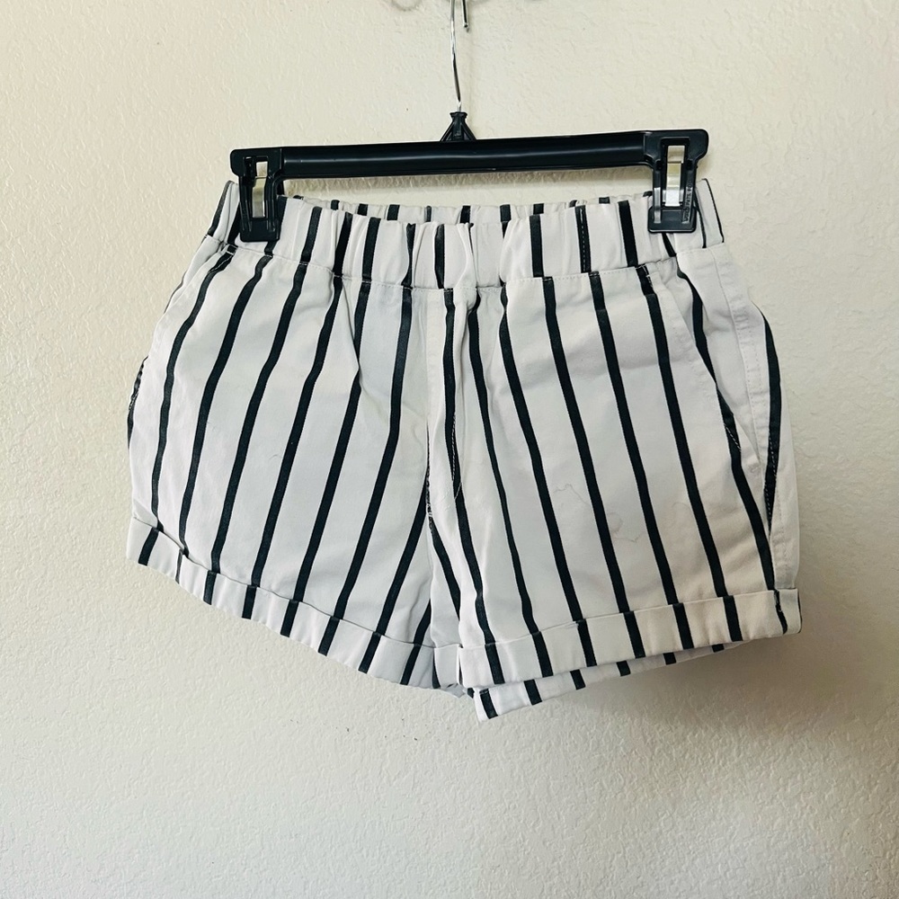 Forever 21 White Shorts with Black Vertical Stripes